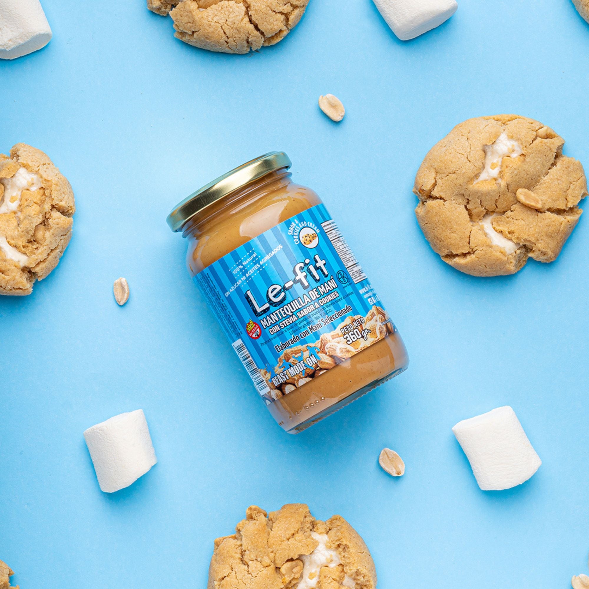 Mantequilla de Maní Cookies & Cream – 360 g (Caja 20 frascos vidrio)